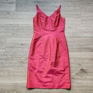 Ann Taylor Pink Shantung Silk Sheath Dress Womens 8 Sleeveless Wedding